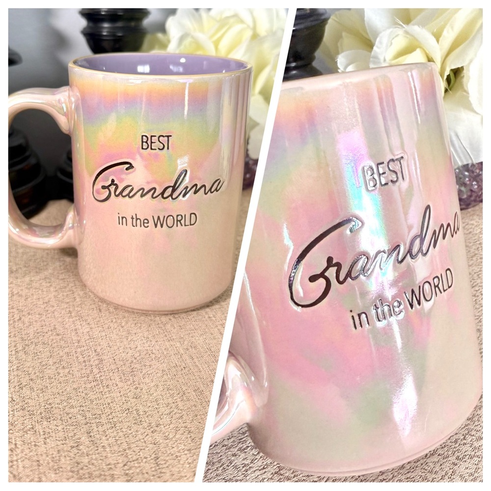 NWT BEST GRANDMA IN THE WORLD Iridescent Ceramic Mug